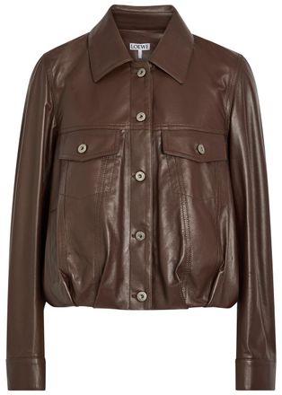 Loewe Patch Pocket Leather Jacket - Dark Brown - 38 (UK10 / S)