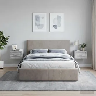 vidaXL Vidaxl Mobiletto Da Notte A Muro 2 Pz Grigio Sonoma 34,5 X 33 X 20 Cm