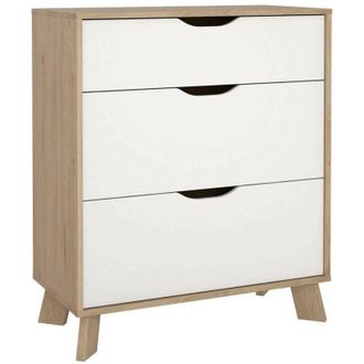 Dmora Cassettiera Deirdre, Settimino multiuso, Com&ograve; camera da letto, Mobile con cassetti, 79x40 h92 cm, Rovere e Bianco - Dmora