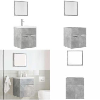 vidaXL Set Mobili da Bagno 2 pz Grigio Cemento in Legno Multistrato - Set da bagno - Armadi da bagno