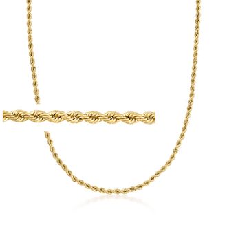 Ross-Simons Italian 2.2mm 18kt Yellow Gold Rope-Chain Necklace