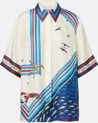 Alemais Al&eacute;mais Camisa de sat&eacute;n de seda estampada