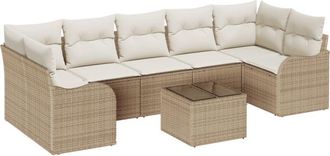 vidaXL Vidaxl - Garden Sofa Set 8 pcs Beige 55 x 55 x 37 cm Poly rattan