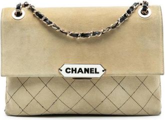 Chanel Pre-owned Quilted Suede Crossbody Bag - Dames - Vintage Schoudertas - Beige - ONE Size - Leer - Vintage
