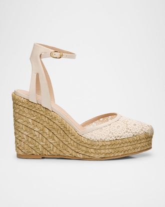 Stuart Weitzman Sasha Lace Wedge Espadrilles