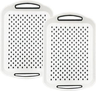 OEM Bandja Antideslizante - 40 X 29 X 6 Cm - Para Comidas, Meriendas Y Postres - Blanco - 2 Unidades