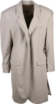 Act N&deg;1 Long Turquoise Wool Jacket With Structured Silhouette And Padded Shoulders