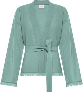 Sun 68 Long Cardigan Fringes L/S - Dames - Vesten - Groen - L - Wol - Truien & Vesten