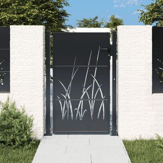 Berkfield Home Garden Gate Anthracite 105x130 cm Steel Grass Design