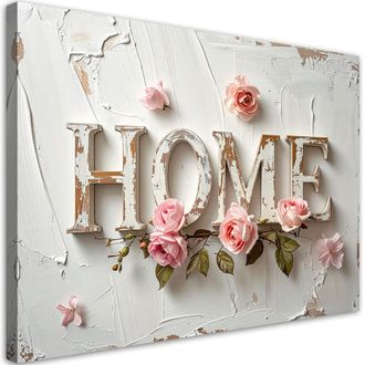 Feeby Cuadro En Lienzo, Cartel De Casa Tipograf&iacute;a Shabby Chic, 120x80