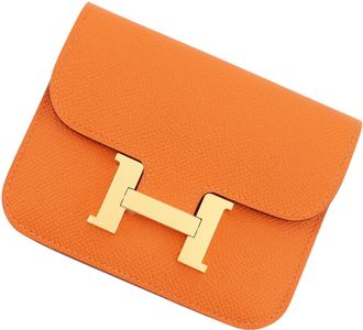 Herm&egrave;s Orange Epsom Leather Coin Purse/Coin Case (Pre-Owned)