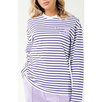 Colourful rebel Logo Wave Stripe Longsleeve Tee in Liberty Purple at Nordstrom, Size X-Small Eu