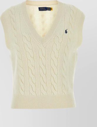 Polo Ralph Lauren cashmere wool cable-knit v-neck sleeveless vest