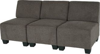 Hhg Nunca Usado] Sof&aacute; Modular 3 Plazas Lyon, Tela/textil, Marr&oacute;n, Sin Reposabrazos