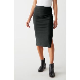 Michael Stars Reyna Ruched Midi Skirt in Black at Nordstrom, Size Medium
