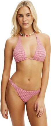 Cotton On Womens High Apex Slider Triangle Bikini Top in Red Mini Gingham at Nordstrom, Size X-Small