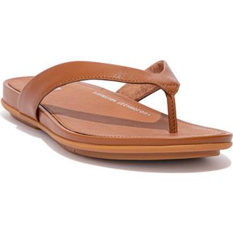 FitFlop Gracie Leather Flip-Flops in Light Tan at Nordstrom, Size 8.5