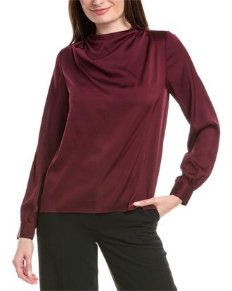 Elie Tahari High Neck Cowl Silk-Blend Top