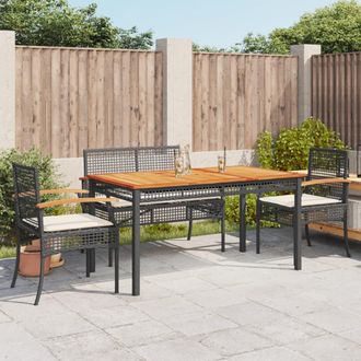 vidaXL Set De Muebles Jard&iacute;n 5 Pzas Con Cojines Rat&aacute;n Sint&eacute;tico Negro Vidaxl
