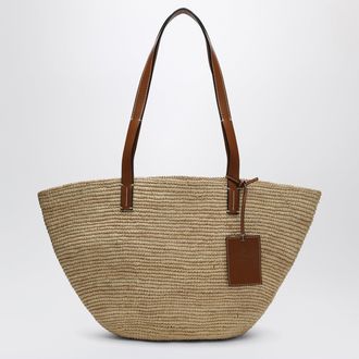 Maneb&igrave; Raffia and leather shoulder bag