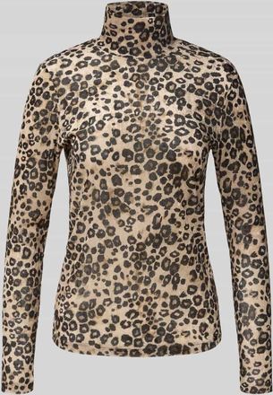 Marc Cain Longsleeve mit Allover-Animal-Print in Camel, Gr&ouml;&szlig;e 46