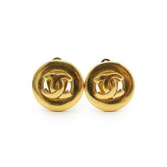 Chanel Vintage Metalen Oorbellen CC