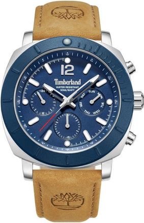 Timberland Pyperville Multifunction Leather Strap Watch, 45mm in Tan at Nordstrom