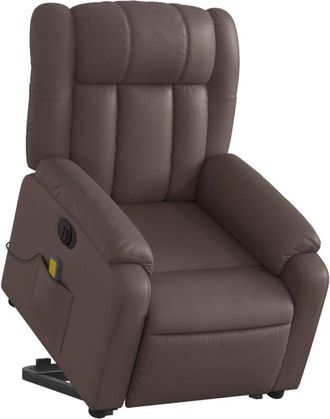 vidaXL Sill&oacute;n De Masaje Elevable El&eacute;ctrico Cuero Sint&eacute;tico Marr&oacute;n Vidaxl