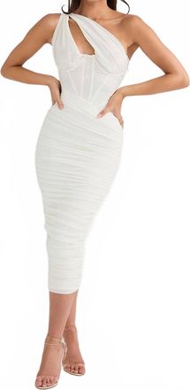 House of CB Valentina Asymmetric Cutout Midi Dress In Ivory