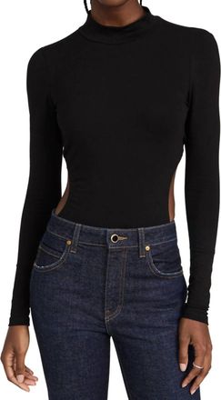 Something Navy Turtleneck Cut Out Bodysuit In Black