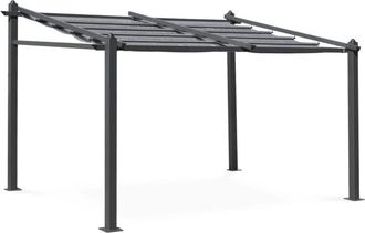 Sweeek P&eacute;rgola 3x4m de aluminio con cubierta corredera, gris