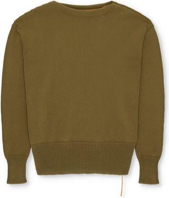 Fortela Noah Cotton Crewneck Sweater in Khaki at Nordstrom, Size Xx-Large