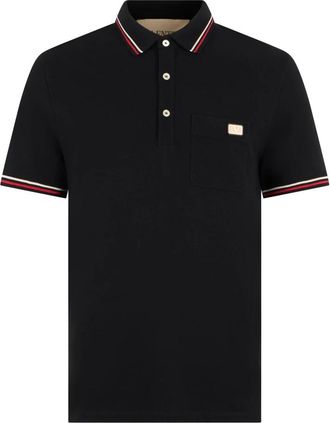 Valentino Garavani Polo shirt van katoenpiqu&eacute; met VLogo-patch - Heren - Polos - Zwart - M - Katoen - Tops