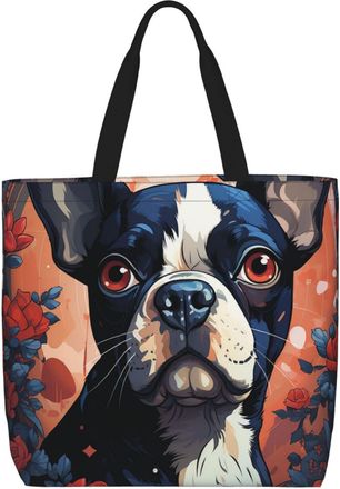Generic Big Eyed Dog Shopping Bag Durable Shoulder Bag Lightweight Handbags For Daily Use Beach College