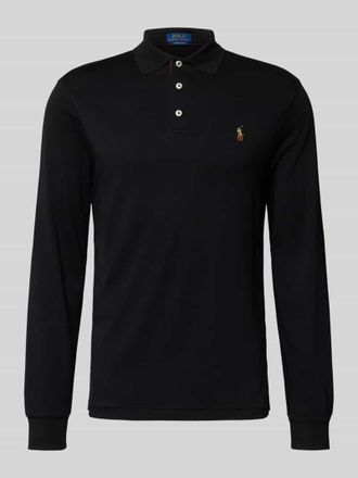 Polo Ralph Lauren Slim Fit Poloshirt in Logo-Stitching in Black, Gr&ouml;&szlig;e XL