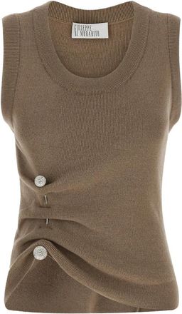 Giuseppe Di Morabito Ribbed Knitted Top - Dames - Tops zonder mouwen - Beige - XS - Wol - Tops