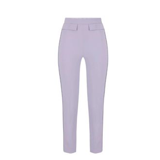 Elisabetta Franchi Cropped Trousers, female, Purple, Size: XL Double-stretch Crepe Trousers
