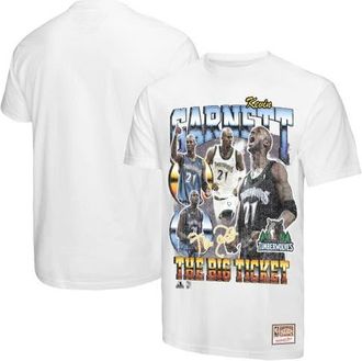 Mitchell & Ness Mens Mitchell & Ness Kevin Garnett White Minnesota Timberwolves Hardwood Classics Commemorative Player Collage T-Shirt at Nordstrom, Size Medium
