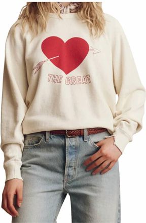 The Great. The College Sweatshirt With Heart In Washed White