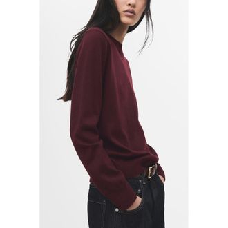 Mango Crewneck Sweater in Wine at Nordstrom, Size X-Small