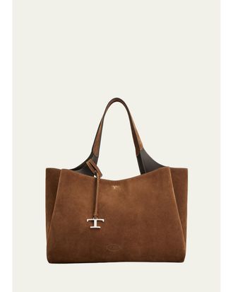 Tod's Medium Logo Suede Tote Bag