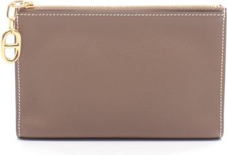 Herm&egrave;s Etoupe Gray Gray Leather Pouch (Pre-Owned)
