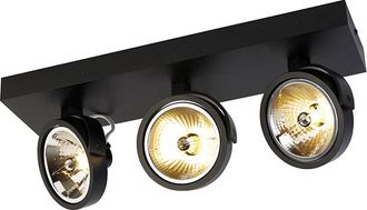 QAZQA Moderno Foco De Dise&ntilde;o Negro Ajustable 3 Luces - Go Aluminio Rectangular Adecuado Para Led Max. 3 X 3 Watt - Qazqa