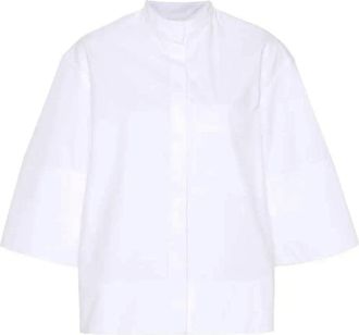 Jil Sander Katoenen Shirt met Driekwart Mouwen - Dames - Overhemden - Wit - S - Katoen - Overhemden