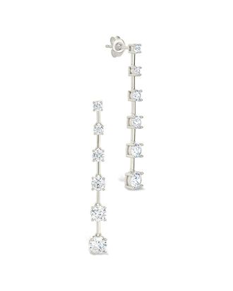 Sterling Forever Silver Cz Rue Drop Earrings