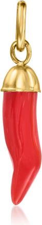 RS Pure by Ross-Simons Coral Italian Horn Charm in 14kt Yellow Gold