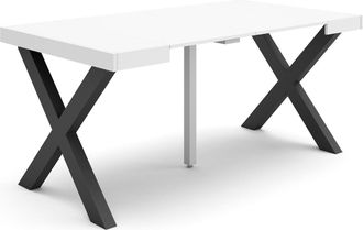 Skraut Home Mesa Consola Extensible, Mesa Comedor Plegable, 160, Para 8 Comensales, Patas Madera Maciza, Estilo Moderno, Blanco - Skraut Home