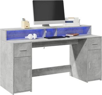 vidaXL Vidaxl - Scrivania con Luci led Grigio Cemento 160x55x91 cm Multistrato