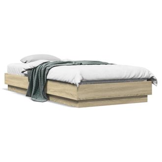 vidaXL Estructura De Cama Con Luces Led Roble Sonoma 90x200 Cm Vidaxl