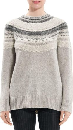 Theory Fair Isle Wool Blend Sweater in Lt Grey Mel Multi - 1Kb at Nordstrom Rack, Size Large